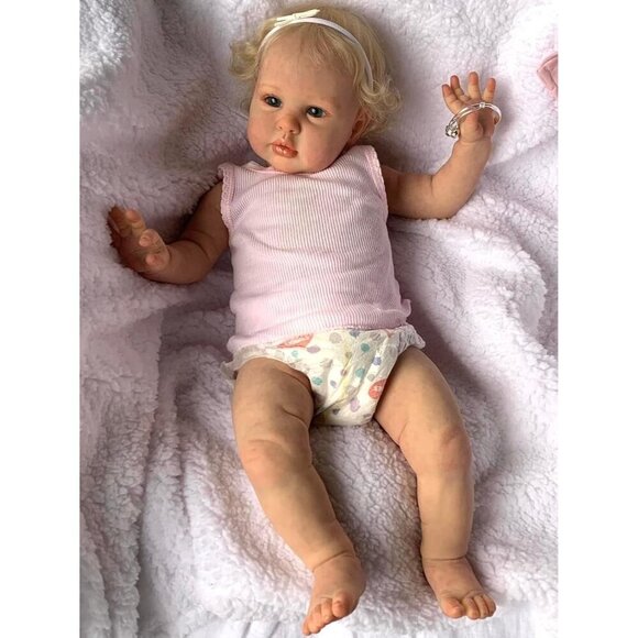 🆕24 Inch  Girl Silicone Realistic with Hair & Toys Newborn Reborn  Baby Doll - Picture 4 of 5